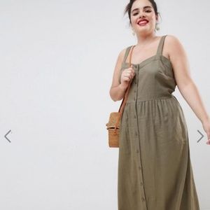 ASOS DESIGN Curve linen button through maxi dress